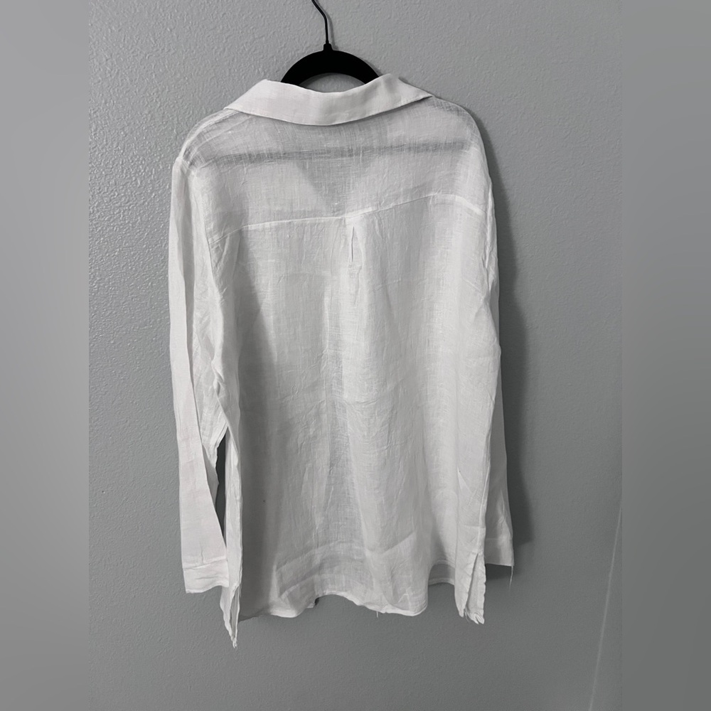 Chic Linen White Button Down Shirt - image 4